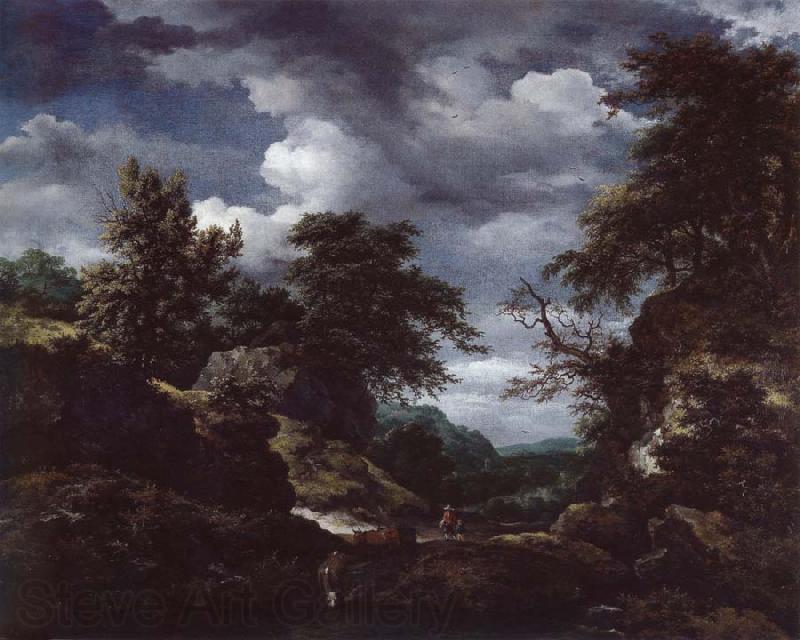 Jacob van Ruisdael Hilly Wooded Landscape with Cattle France oil painting art